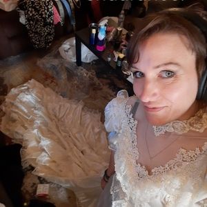 Ivory Wedding Dress with AB sequin detail size Med